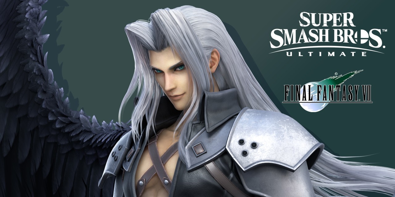 Sephiroth, el villano favorito de los de la serie FINAL FANTASY,  desciende del cielo con su brillante espada en la mano para unirse al juego Super Smash