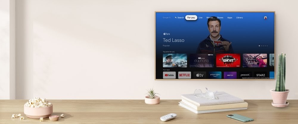 Desde este momento, la aplicación Apple TV, incluyendo Apple TV+, está disponible globalmente en el nuevo Chromecast con Google TV