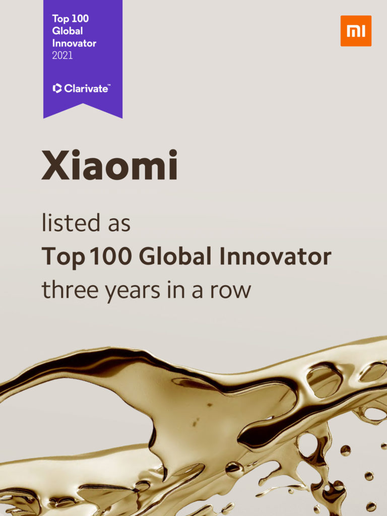 Xiaomi ha sido seleccionado por tercer año consecutivo como uno de los 100 principales innovadores globales por parte de la firma Clarivate Analytics.