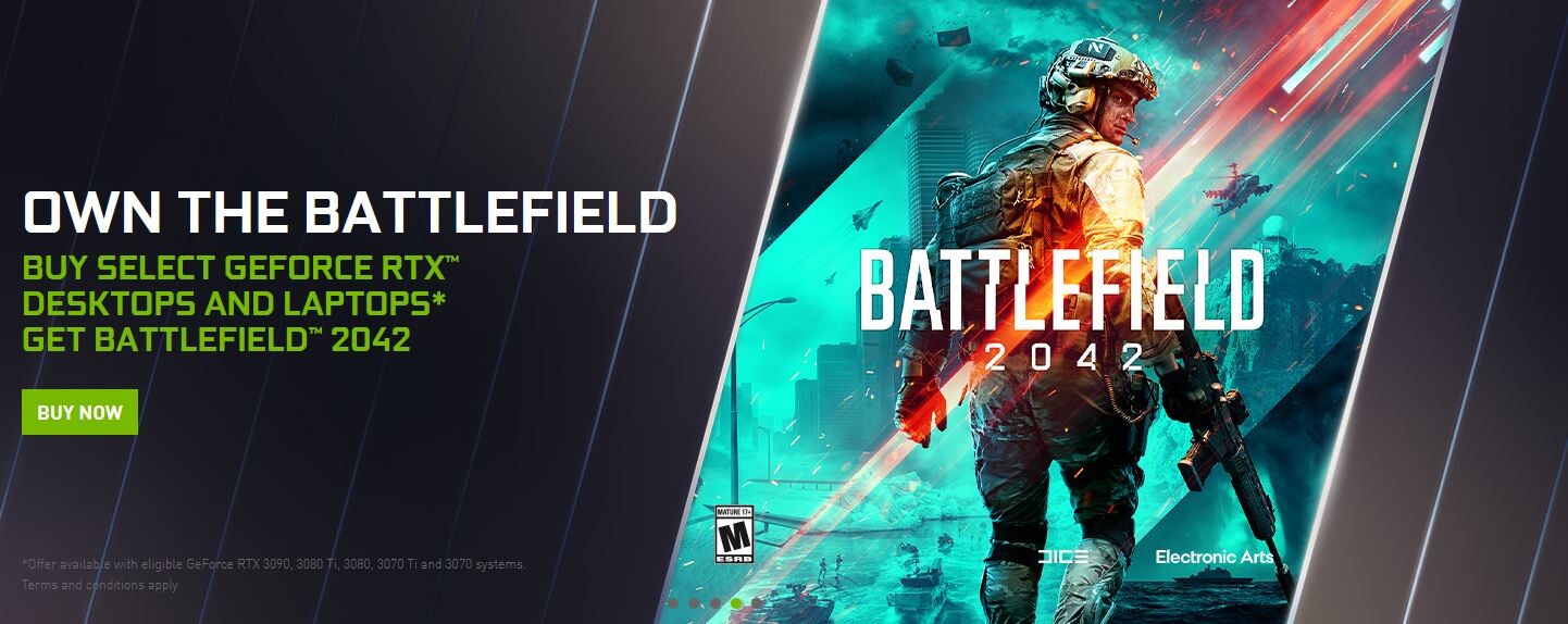 NVIDIA anunció que está agrupando el esperado shooter multijugador en línea, "Battlefield 2042", con computadores de escritorio