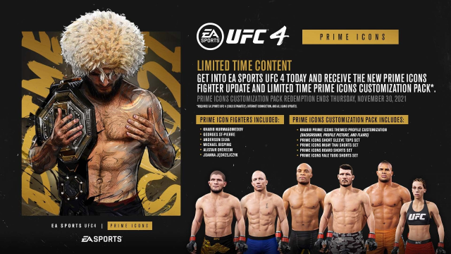 EA SPORTS reveló la Pelea de Cartelera Estelar para UFC 4 con la actualización PRIME ICONS la cual ya está disponible
