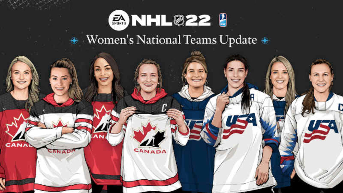 EA SPORTS añadió oficialmente, y listos para jugar, a los equipos femeniles con rosters completos a NHL 22, incluyendo, por primera vez