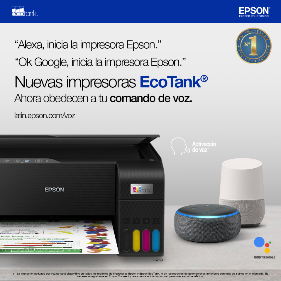 Epson EcoTank es compatible con Amazon Alexa y Google Asistant