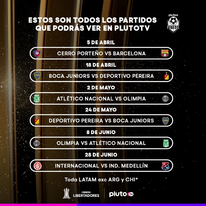 Pluto TV transmitirá partidos de la Conmebol Libertadores 2023 gratis en Colombia