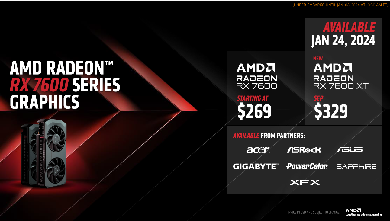 [CES 2024] AMD anuncia la RX 7600 XT de 16Gb