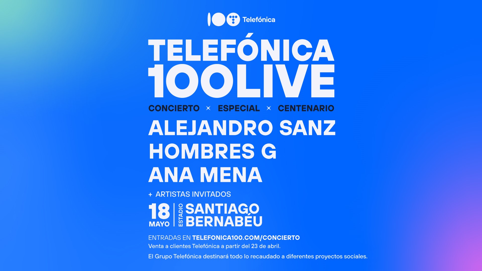 Telefónica anunció el concierto Telefónica 100 Live