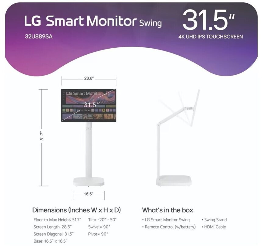 LG anuncia el monitor LG Smart Monitor Swing en Estados Unidos