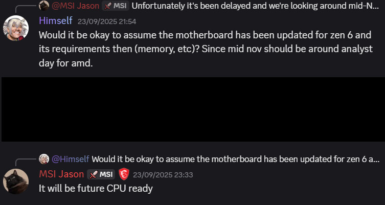 MSI confirma en un foro que los procesadores Zen 6 de AMD llegarán pronto