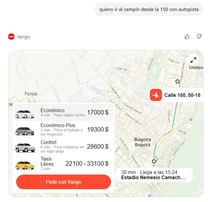 Yango Ride en ChatGPT permite planificar viajes