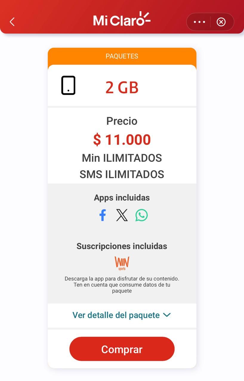 Claro ofrece a sus clientes prepago con paquetes que incluyen Win Sports