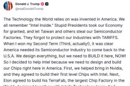Donald Trump afirmó que Intel diseñará y fabricará chips para Apple