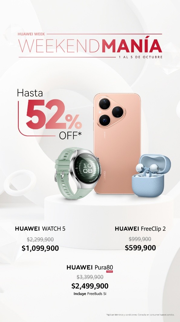 HUAWEI Weekend Manía ofrece promociones hasta el 5 de octubre